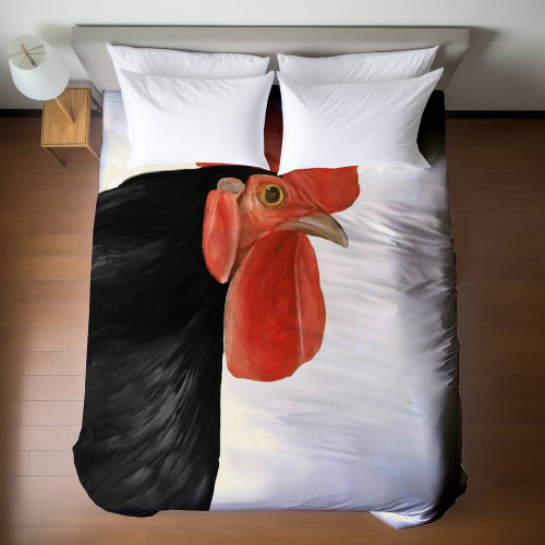 Black Rooster Duvet Cover - Queen