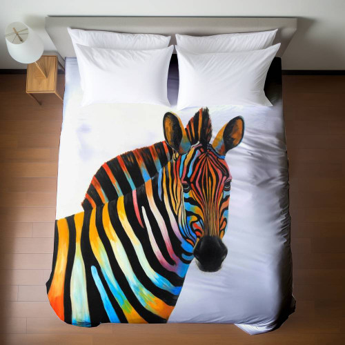 Rainbow Zebra Duvet Cover - Queen