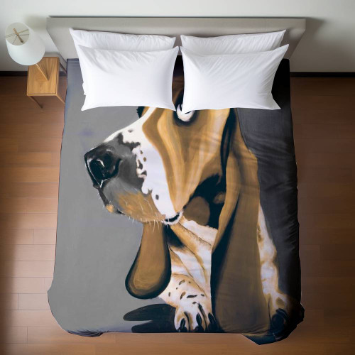 Puppy Eyes Basset Hound Duvet Cover - Queen