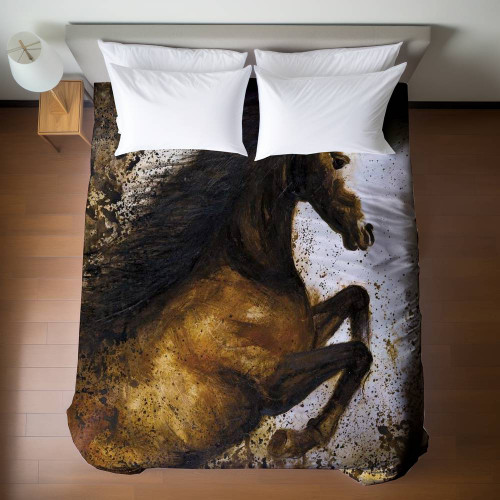 Rearing Brown Horse Duvet Cover - Queen