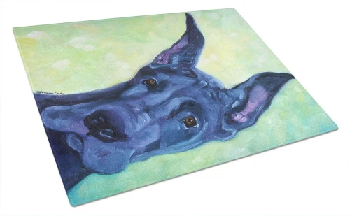 Playful Great Dane Glass Cutting Board