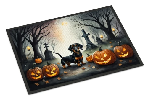 Spooky Dachshund Halloween Doormat