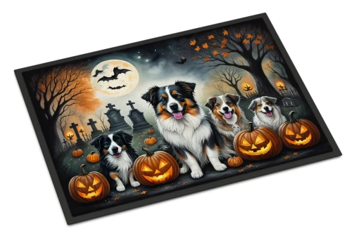 Australian Shepherd Dog Halloween Doormat