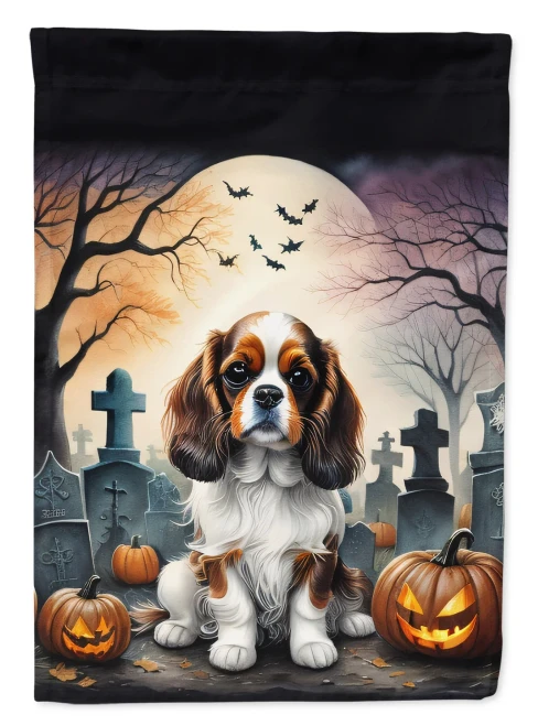 Spooky Cavalier Spaniel Halloween Garden Flag