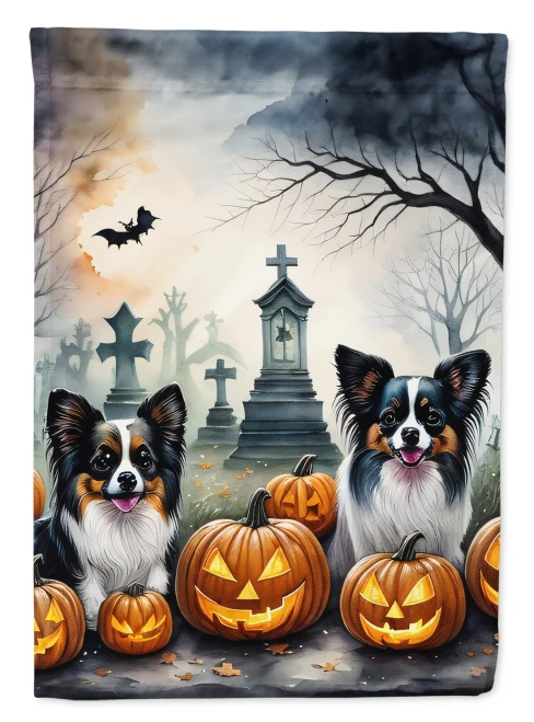 Papillon Dog Halloween Garden Flag