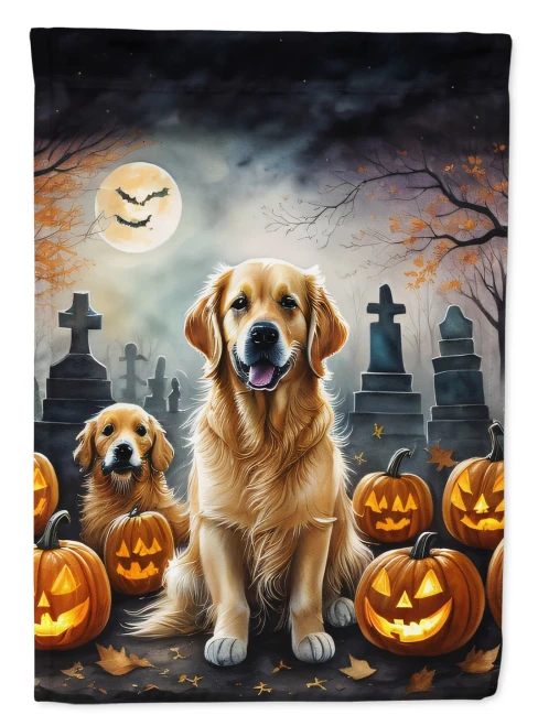 Spooky Golden Retriever Halloween House Flag