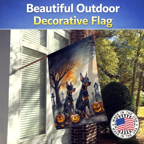 Spooky Doberman Halloween House Flag