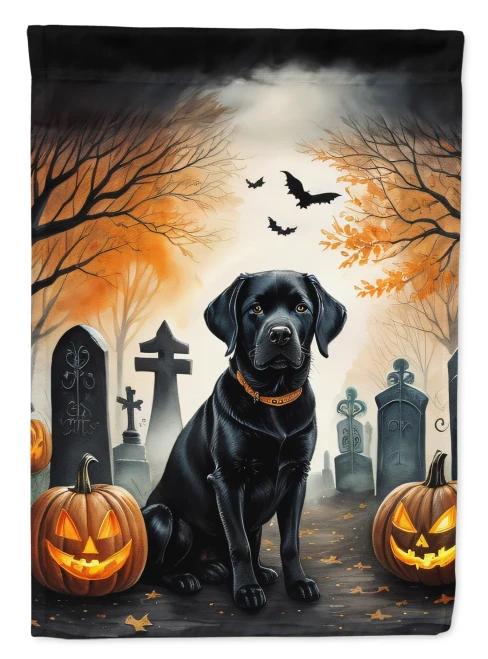 Spooky Black Lab Halloween House Flag