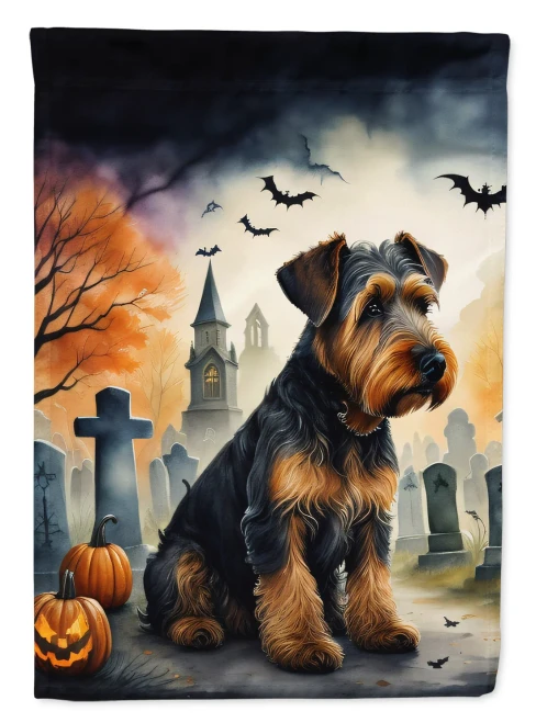 Spooky Airedale Terrier Halloween House Flag