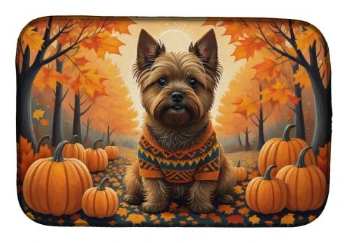 Golden Fall Cairn Terrier Dish Drying Mat
