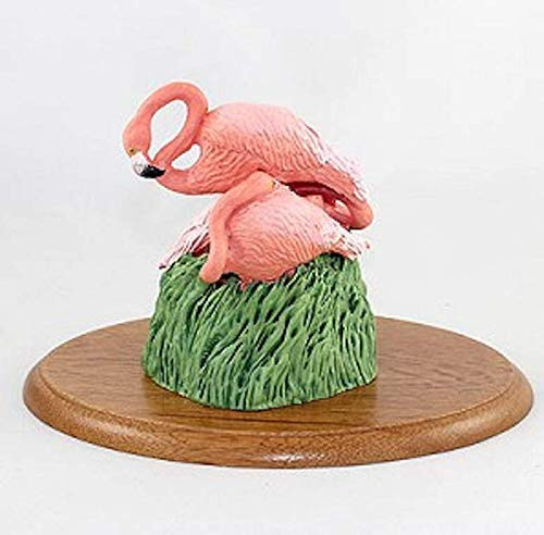 Flamingos Figurine on Wood Base 