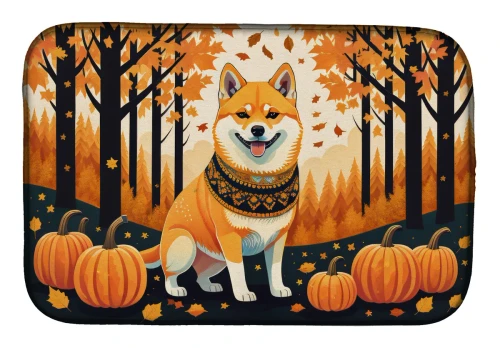 Shiba Inu Dog Fall Dish Drying Mat
