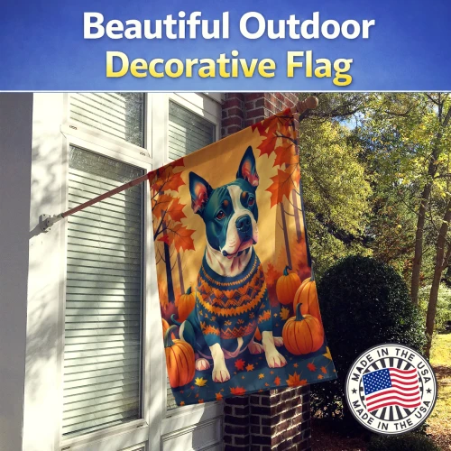 Golden Fall Pit Bull House Flag