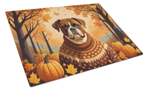 Boxer Dog Fall Cutting Board