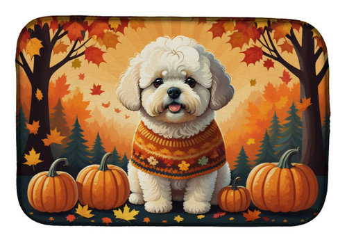 Golden Fall Bichon Frise Dish Drying Mat