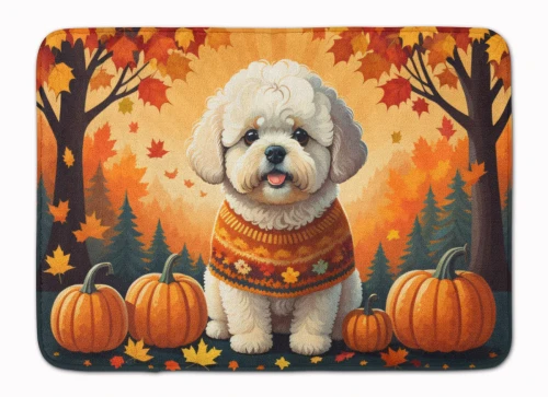 Bichon Frise Dog Fall Rug