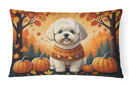 Bichon Frise Dog Fall Outdoor Pillow