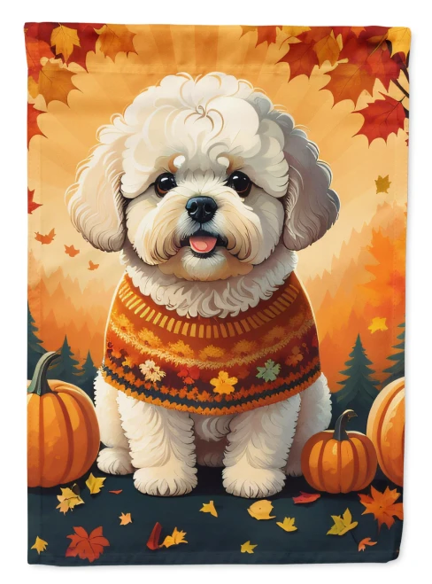 Golden Fall Bichon Frise House Flag