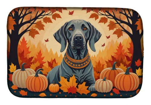 Weimaraner Dog Fall Dish Drying Mat