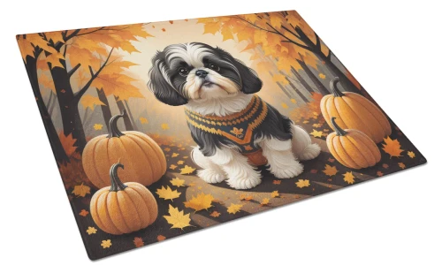 Golden Fall Shih Tzu Glass Cutting Board