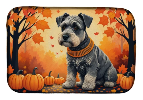 Golden Fall Schnauzer Dish Drying Mat