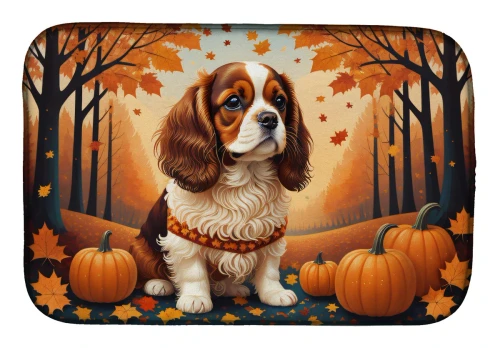 Cavalier Spaniel Dog Fall Dish Drying Mat