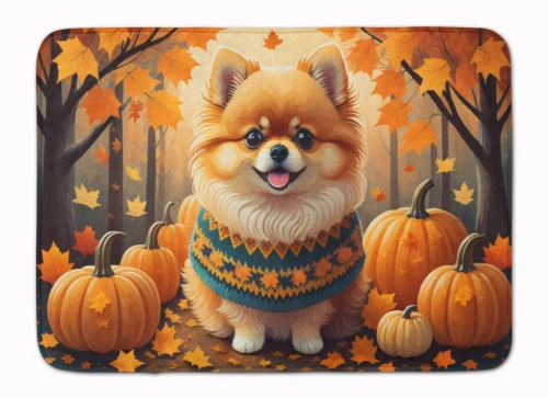 Pomeranian Dog Fall Rug