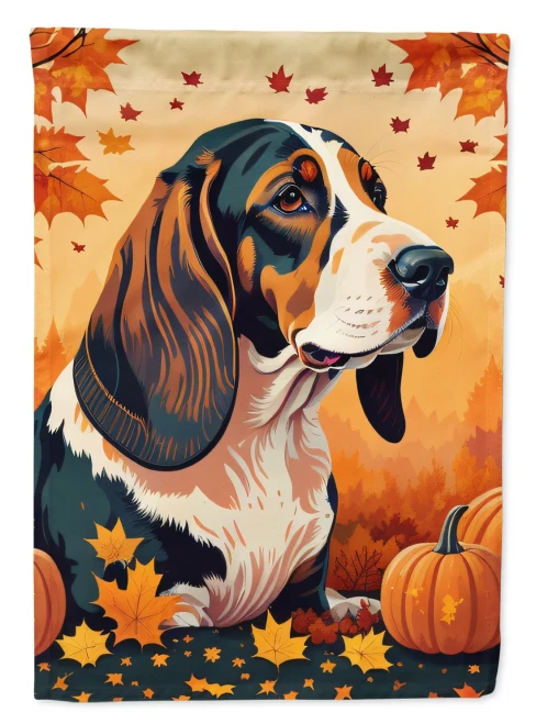 Golden Fall Basset Hound House Flag
