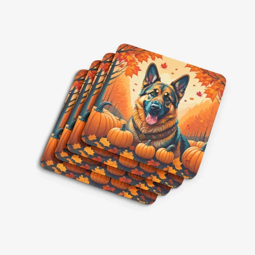 Fall German Shepherd Coasters