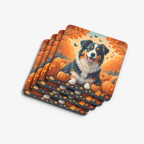 Fall Australian Shepherd Dog Coasters