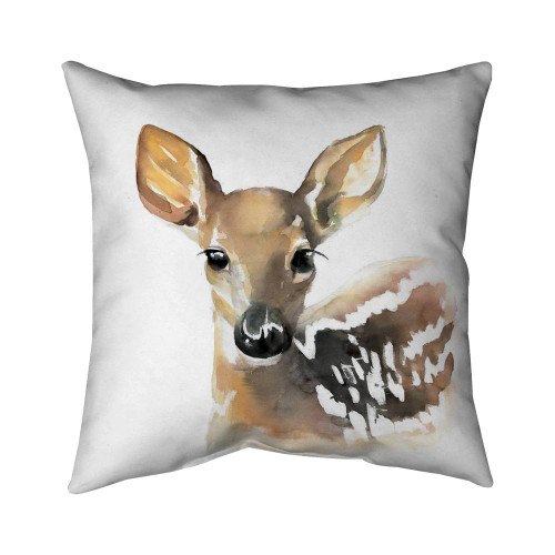 Watercolor Fawn Deer Throw Pillow