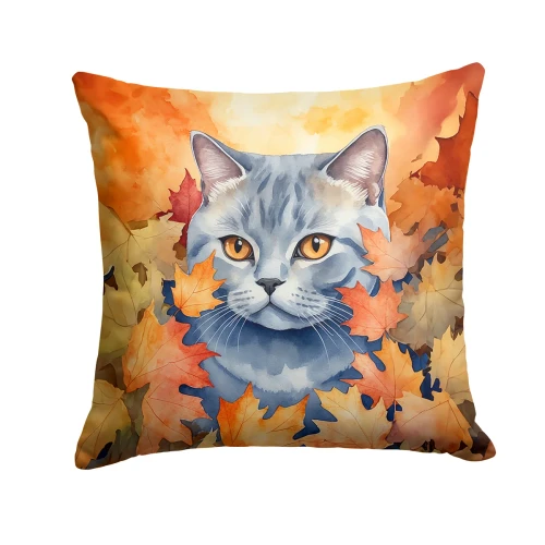 Fall British Shorthair Cat Throw Pillow