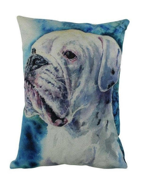 Watercolor White Boxer Portrait Throw Pillow