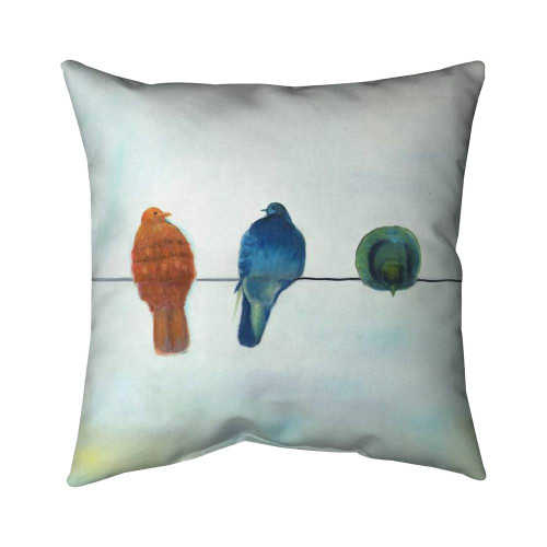 Three Gathered Birds Throw Pillow