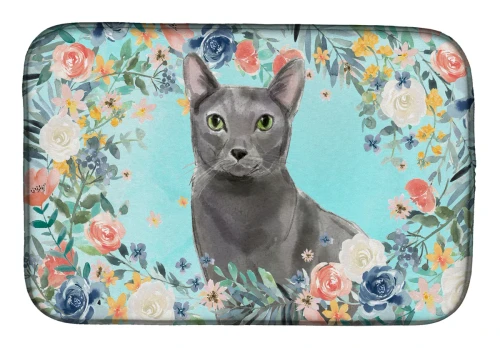 Russian Blue Cat Dish Drying Mat