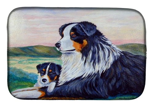 Meadow Aussie & Pup Dish Drying Mat