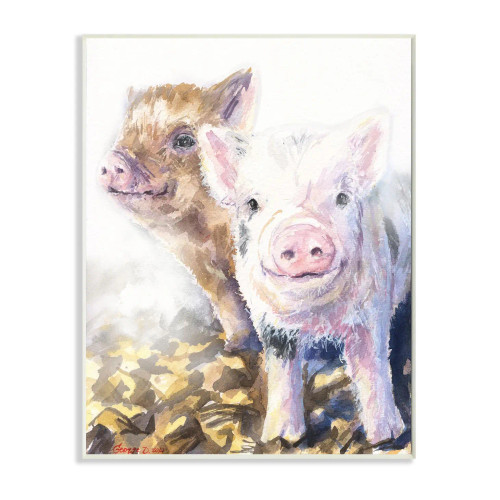 Brown & White Piglets Art Print Plaque