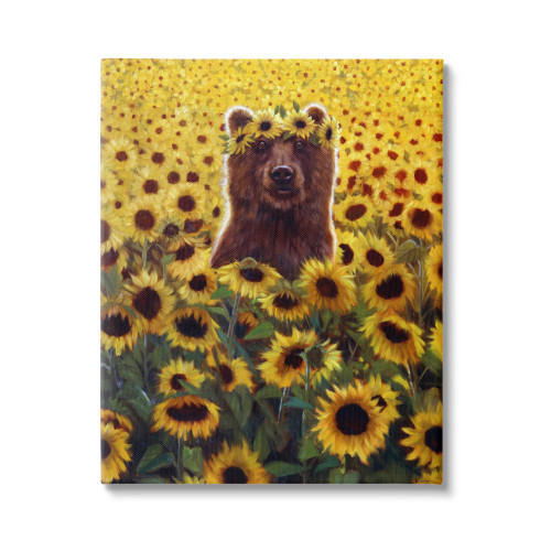Sunflower Bear Canvas Art Print