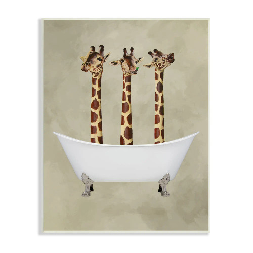 Three Giraffes in Tub Art Pint Plaque