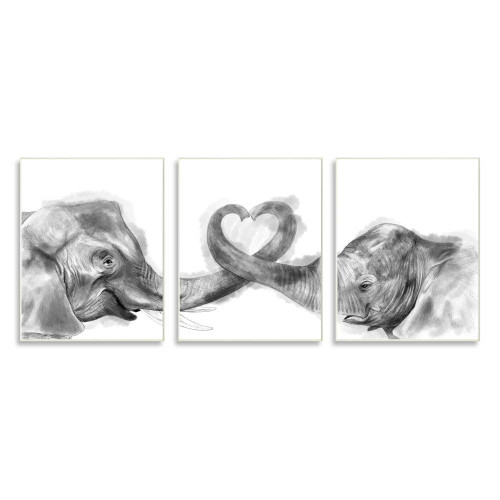 Elephant Trunk Heart Art Print Plaque Set