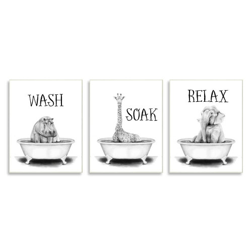 Jungle Animals Bath Art Print Plaque Set
