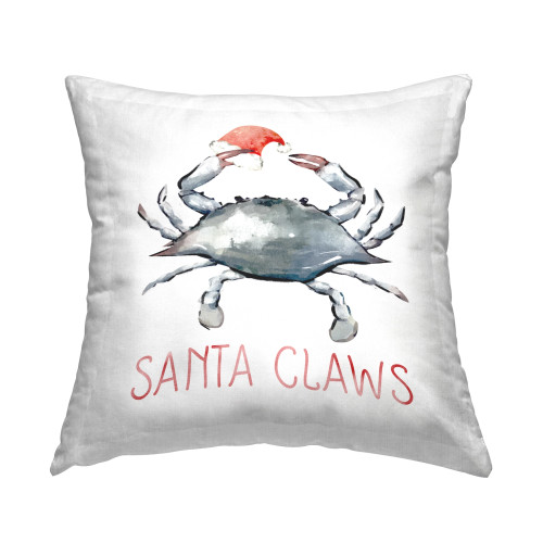 Santa Claws - Blue Crab Christmas Throw Pillow