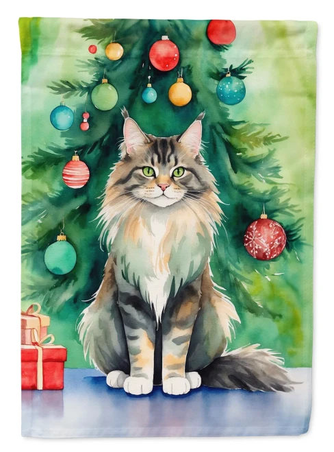 Christmas Maine Coon Cat Flag
