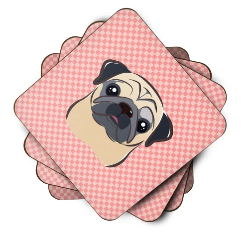 Chic Pink Pug Coaster Set 