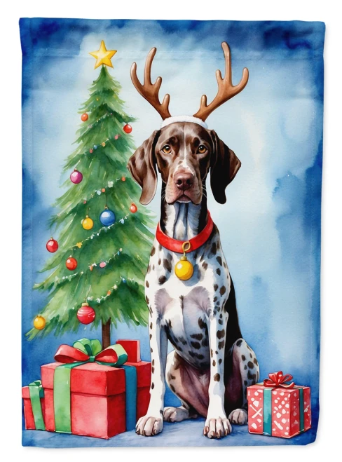 Holiday Reindeer German Shorthaired Pointer House Flag