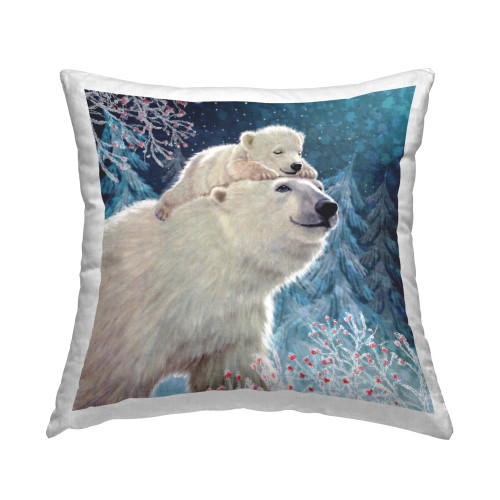 Polar Bear & Cub Throw Pillow