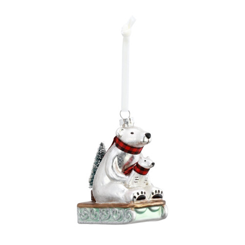 Blown Glass Polar Bear Christmas Ornament