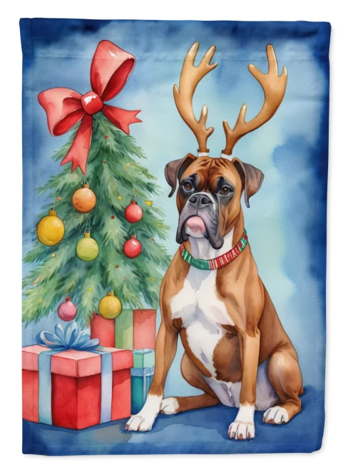 Holiday Reindeer Boxer House Flag