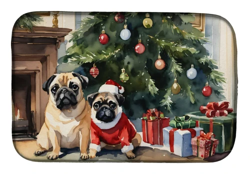 Christmas Pug Dish Drying Mat