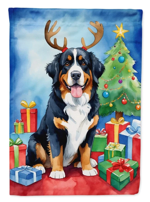 Christmas Bernese Mountain Dog Flag